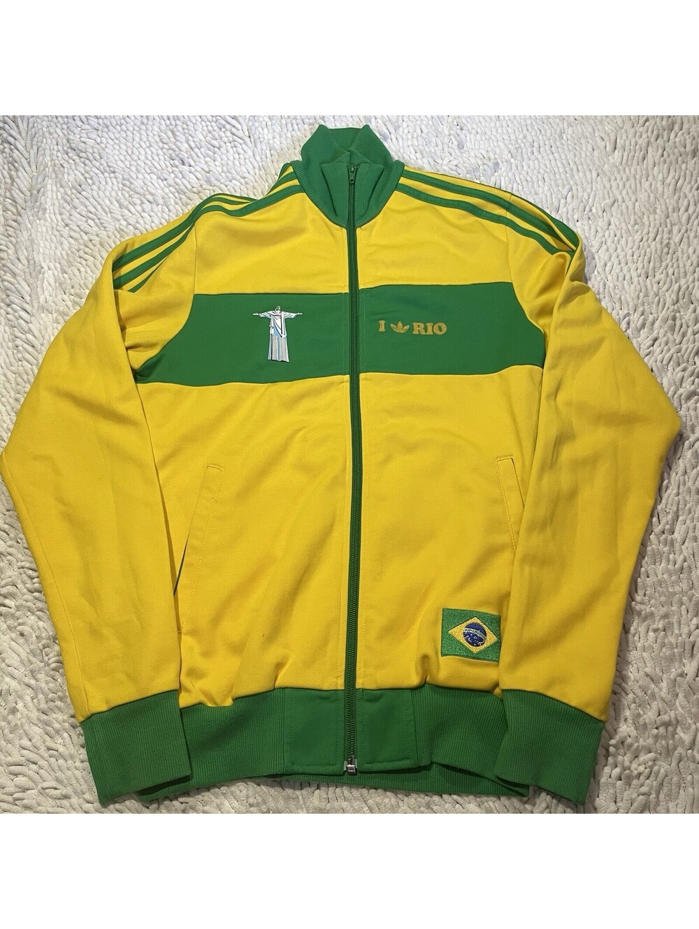 Adidas Brazil Soccer Track Jacket Brasil I Love Rio de Janeiro Vtg Mens Small